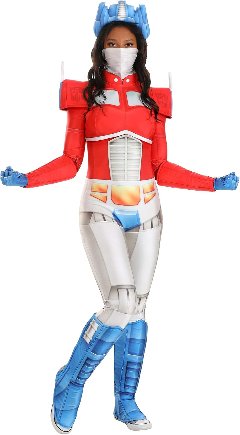 Adult Transformers Arcee Costume | Womens Officially Licensed Classic Pink & White Autobot Cosplay Outfit with Mask