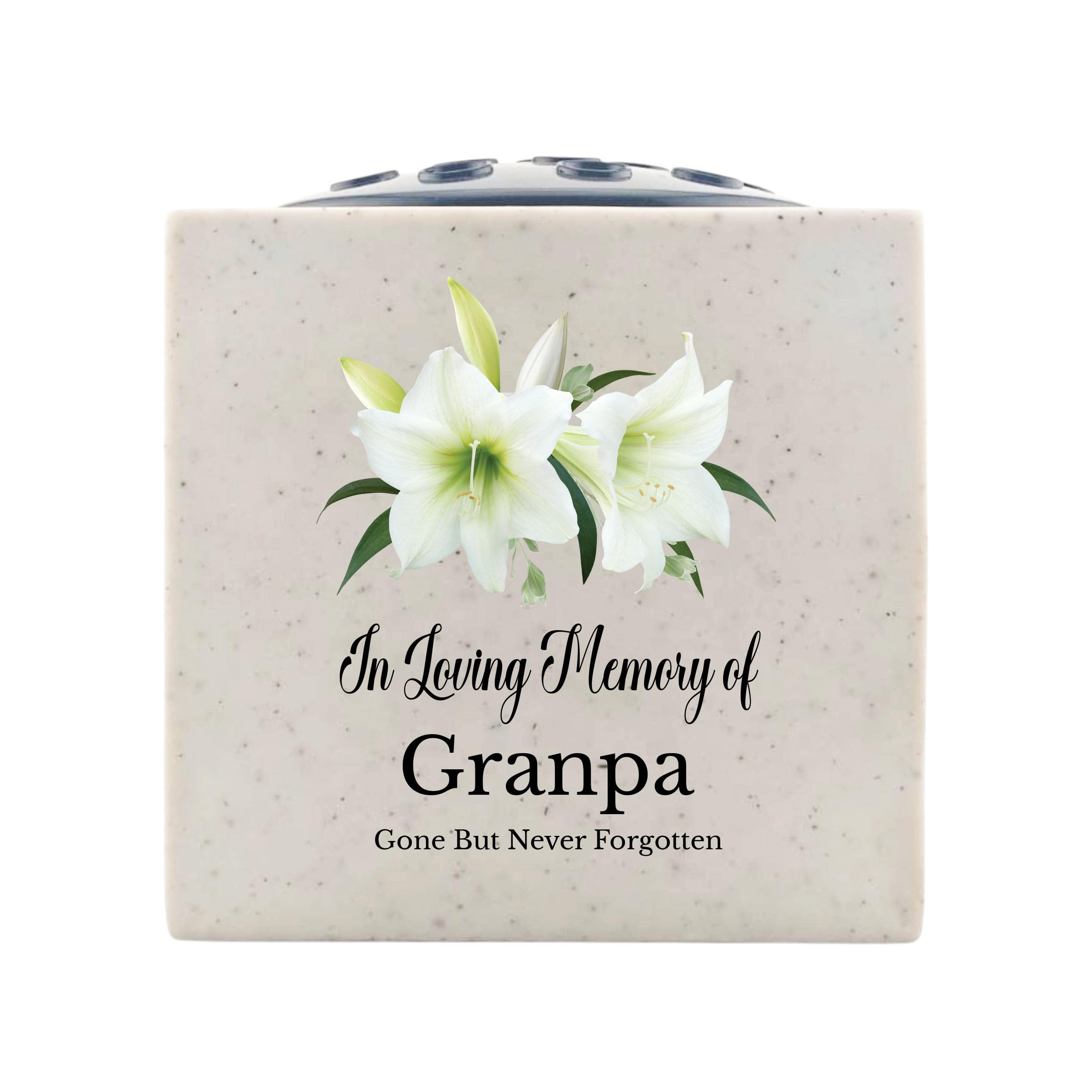 In Loving Memory Of Memorial Rose Bowl Grave Marker Flower Pot Vase With Lily Design (UV PRINTED) (Granpa)