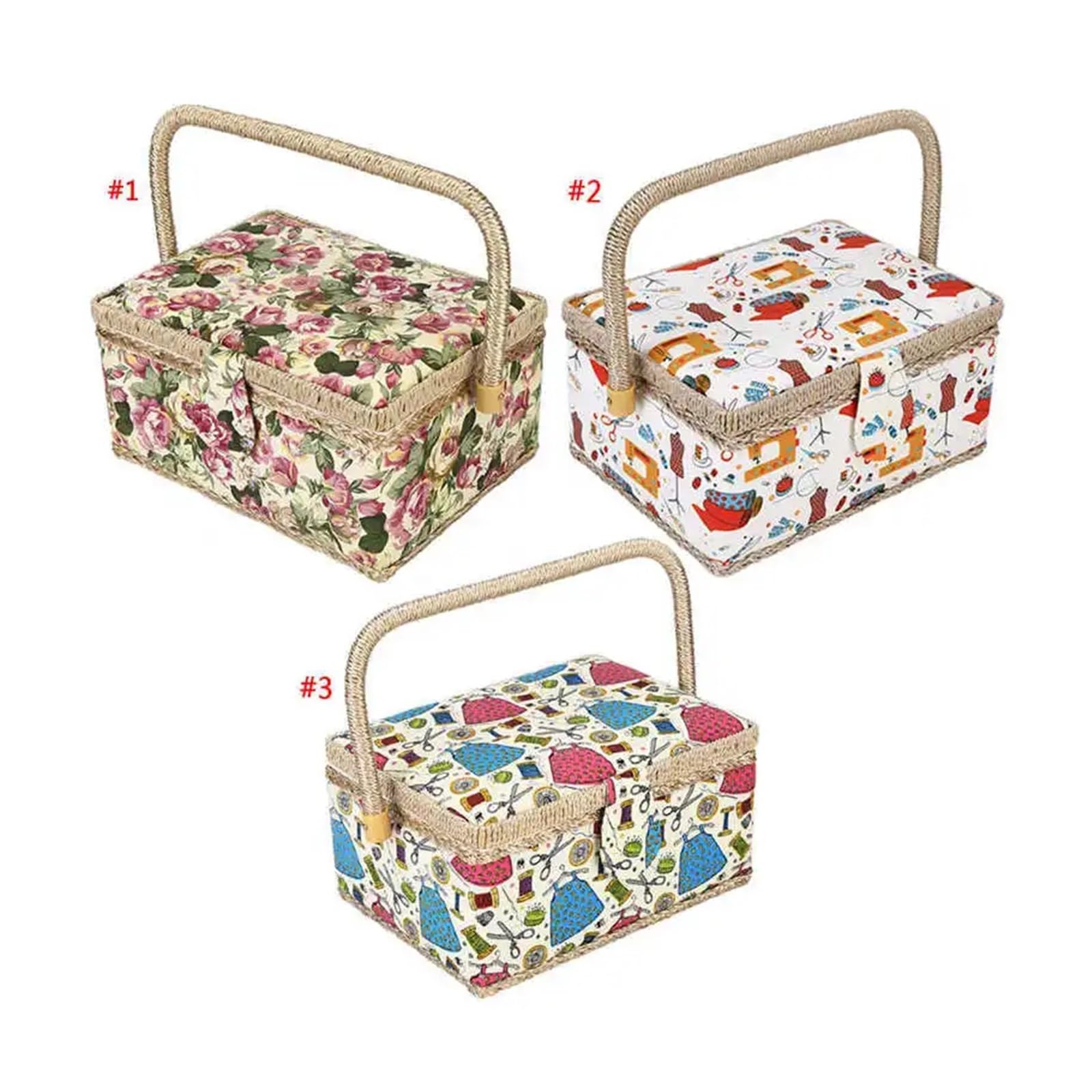 Cesta de Coser 3 Colors Craft Sewing Tool Needle Thread Basket Fabric Household Storage Box Organizer(Color3)