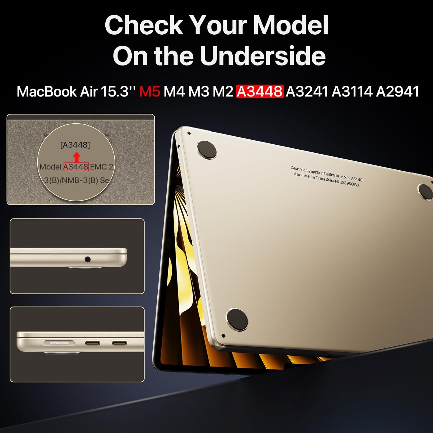 Macaset for MacBook Air 15 inch Case | M5 M4 M3 M2 2026-2023 | Official Starlight | 100% Color Match | Protective Hard Shell Cover | Laptop A3448 A3241 A3114 A2941 | Starlight Clear