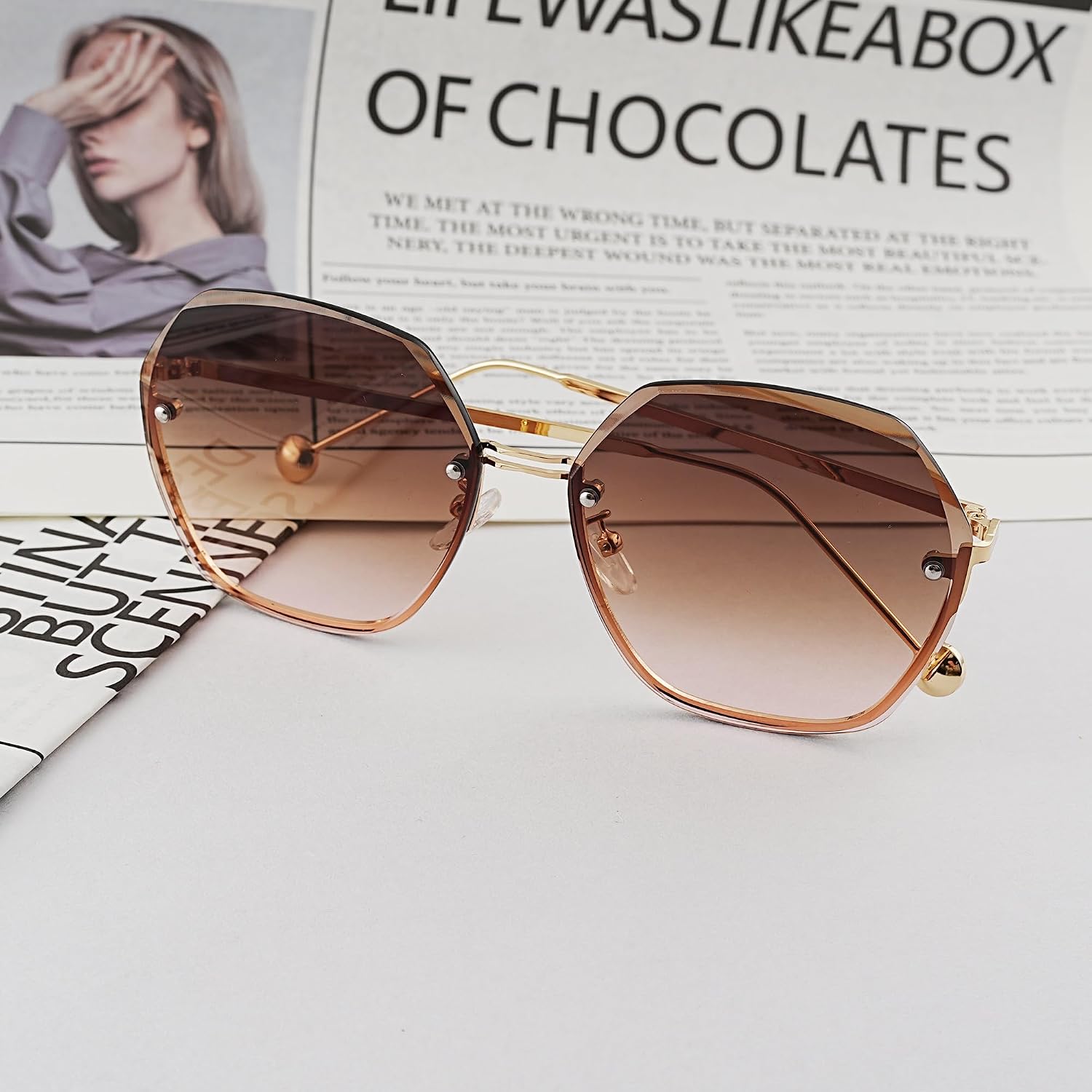Women's Sunglasses Large Fashion Elegant Colour Gradient UV400 + Sunglasses Pouch image 3