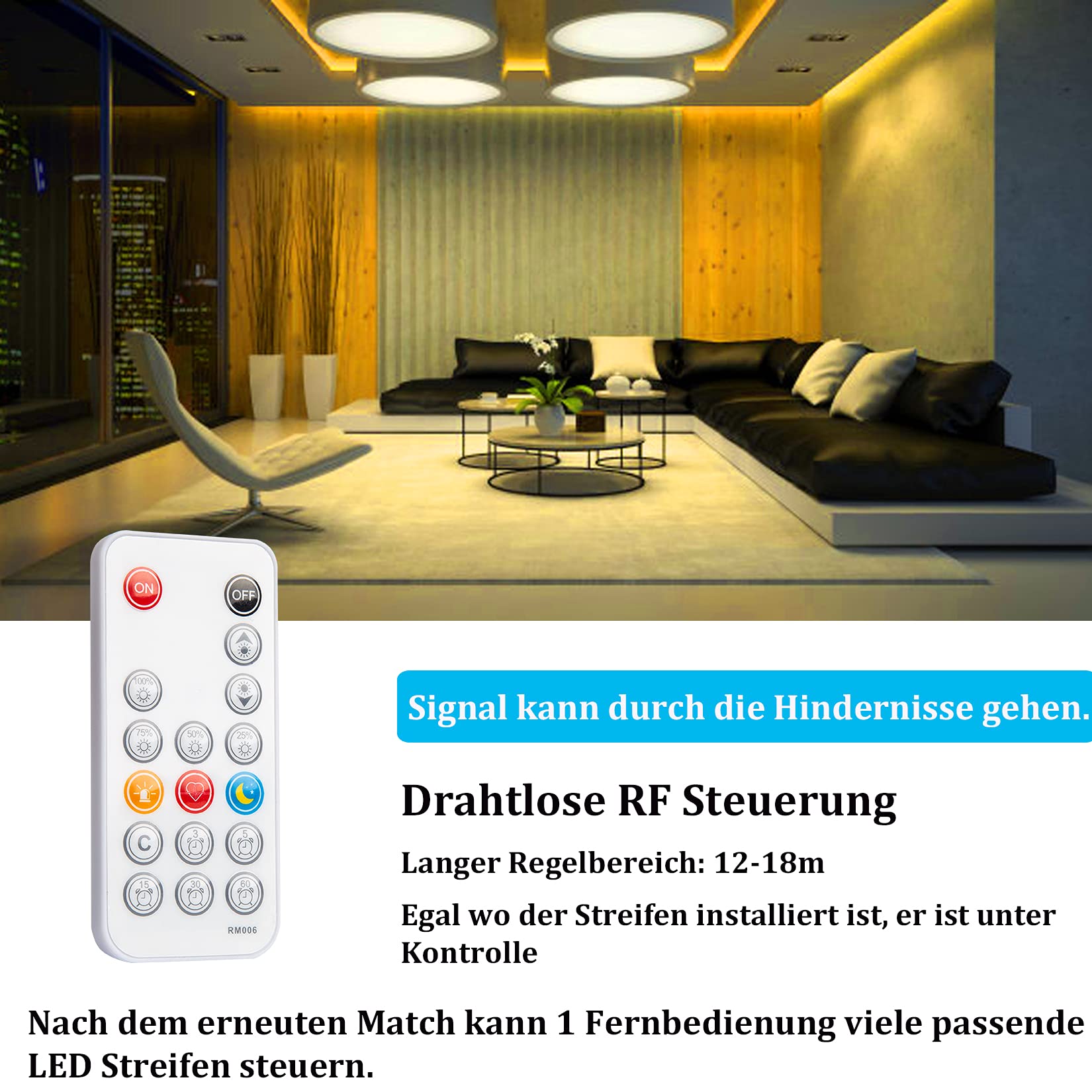 WOBANE Striscia Led 10 Metri Bianco, Strisce Led Luce Calda 3000K con Telecomando Dimmerabile, 2*5m Striscia Led Adesiva con Alimentatore 12V per Camera,Soggiorno,Festa,Cucina Sottopensile, 600 LEDs