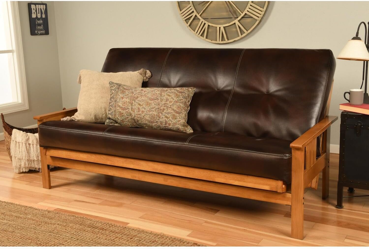 Maykoosh Futon Frame Sofa Bed - Hardwood Futon with Arms - Versatile Sofa Bed Frame - 79" L x 37" D