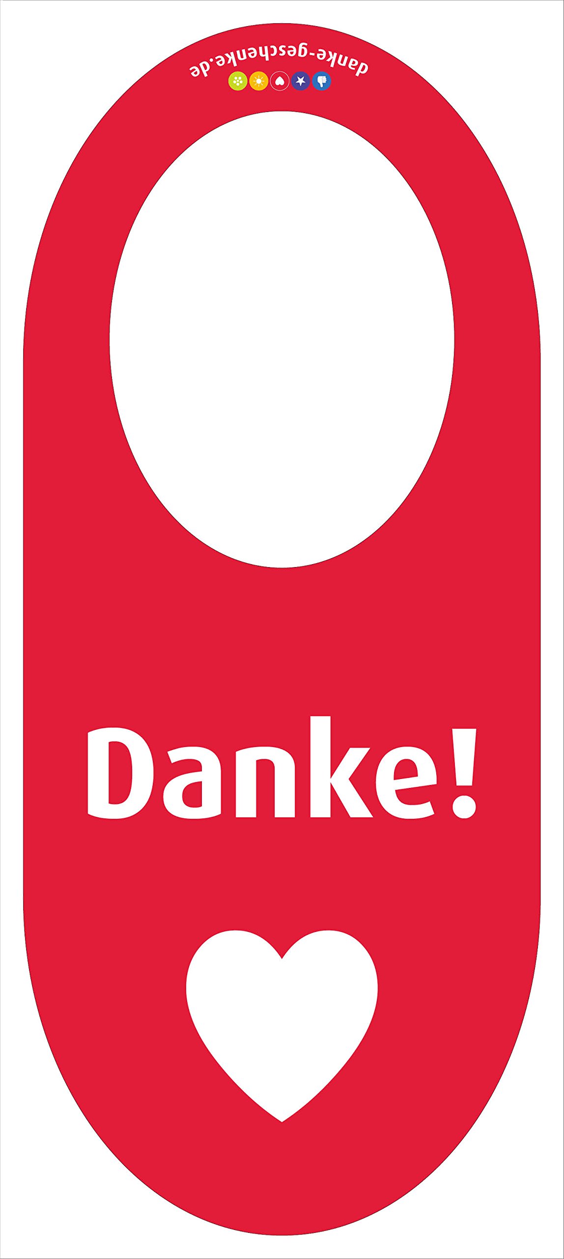 immi 5 St. Danke Flaschenhänger, f.Flaschengeschenk, Flaschenmarkierer, Rot/Herz