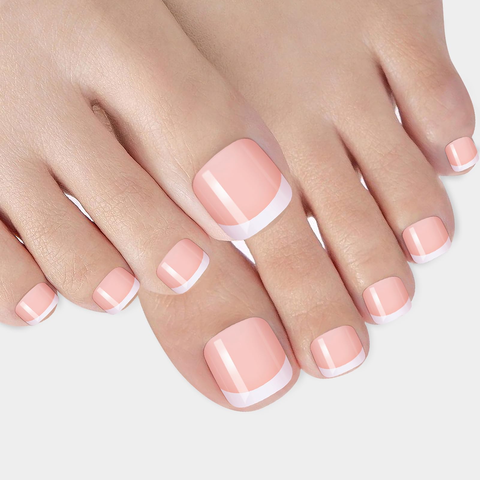 MELLIEX 48 Stück Französische Zehennägel Kit – 12 Größen, Acryl Tips Für Fußnägel, DIY Nageldesign