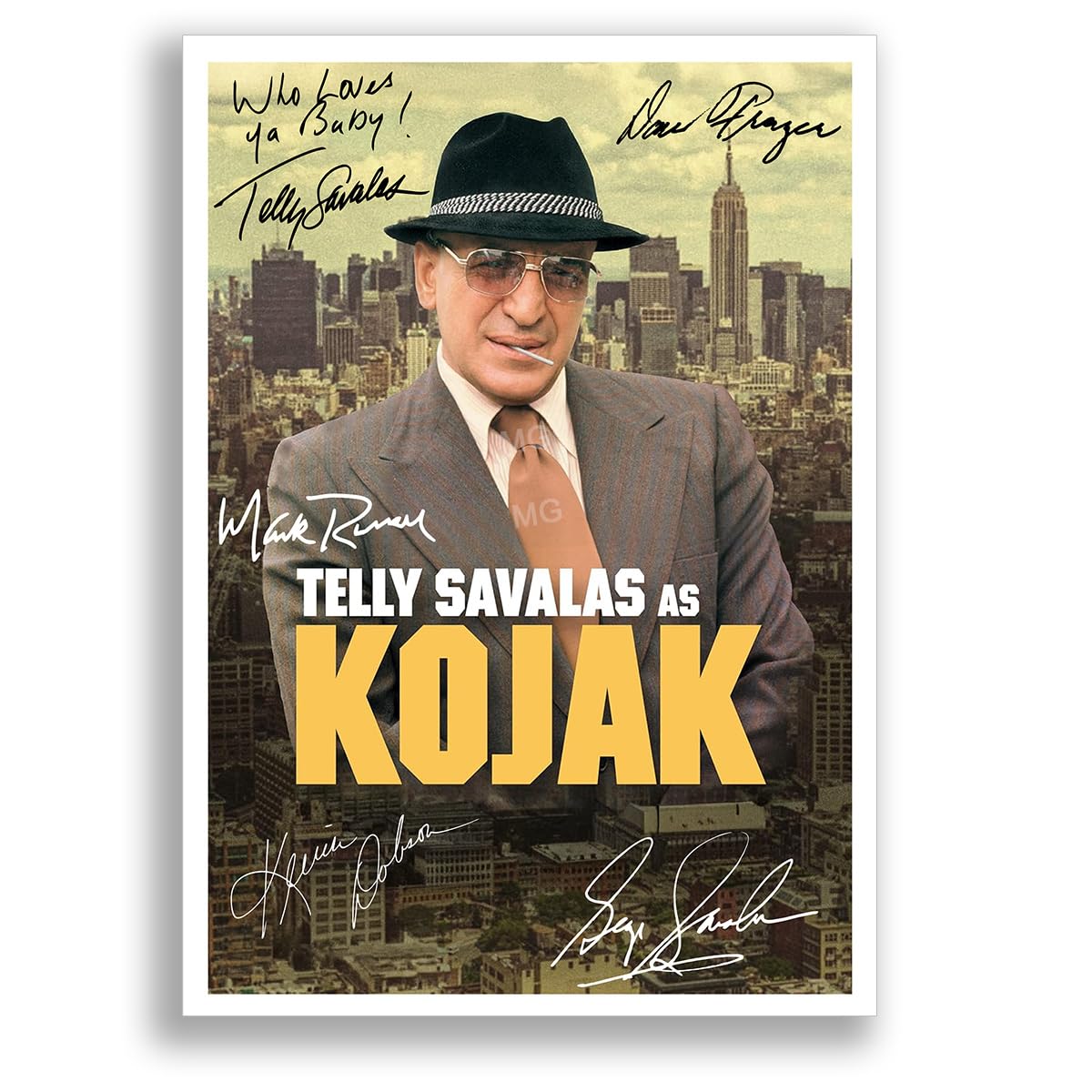 Mounted Gifts Trading A3 Poster Only Kojak Cast Signed A4 Poster Photo Print Framed Autograph Gift Tv Show Telly Savalas Dan Frazer (A3 Poster Only)