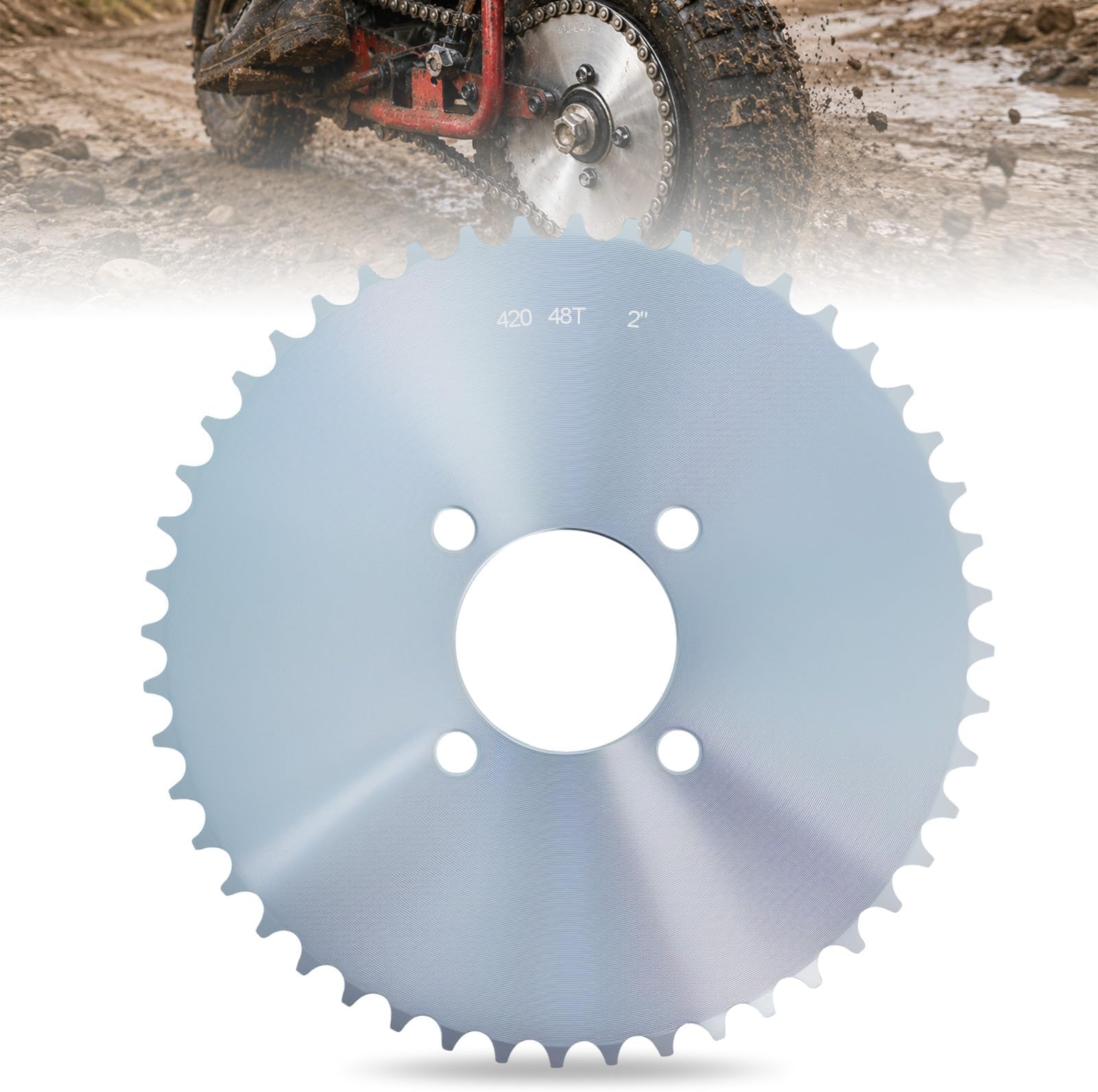 48 Tooth Go Kart Sprocket for #40#41 420 Chain, 2 Inch Bore Heavy Duty Steel Rear Axle Gear, 48T Chain Drive Sprocket for Go Kart, ATV, Mini Bike, Racing Kart, Farm Equipment