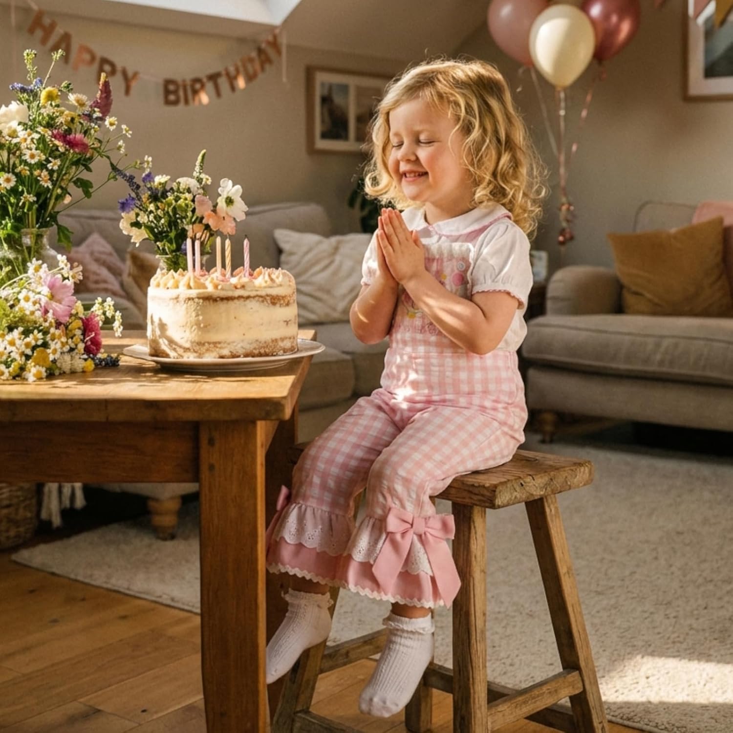 Baby Girls Birthday Jumpsuit Overalls Sleeveless Goose/Strawberry Embroidery Bell Bottom Romper Cake Smash Clothes - Image 3