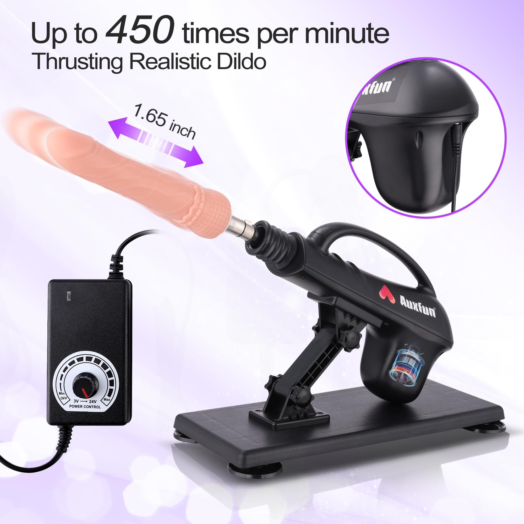 Sex Machine Thrusting Automatic Dildo Machine, Sex Machines Thrusting Sex Machine for Men Women with 7 Attachments 3 XLR Connector, Auxfun Love Machine with Suction Cup Adapter: Includes 8 accessories