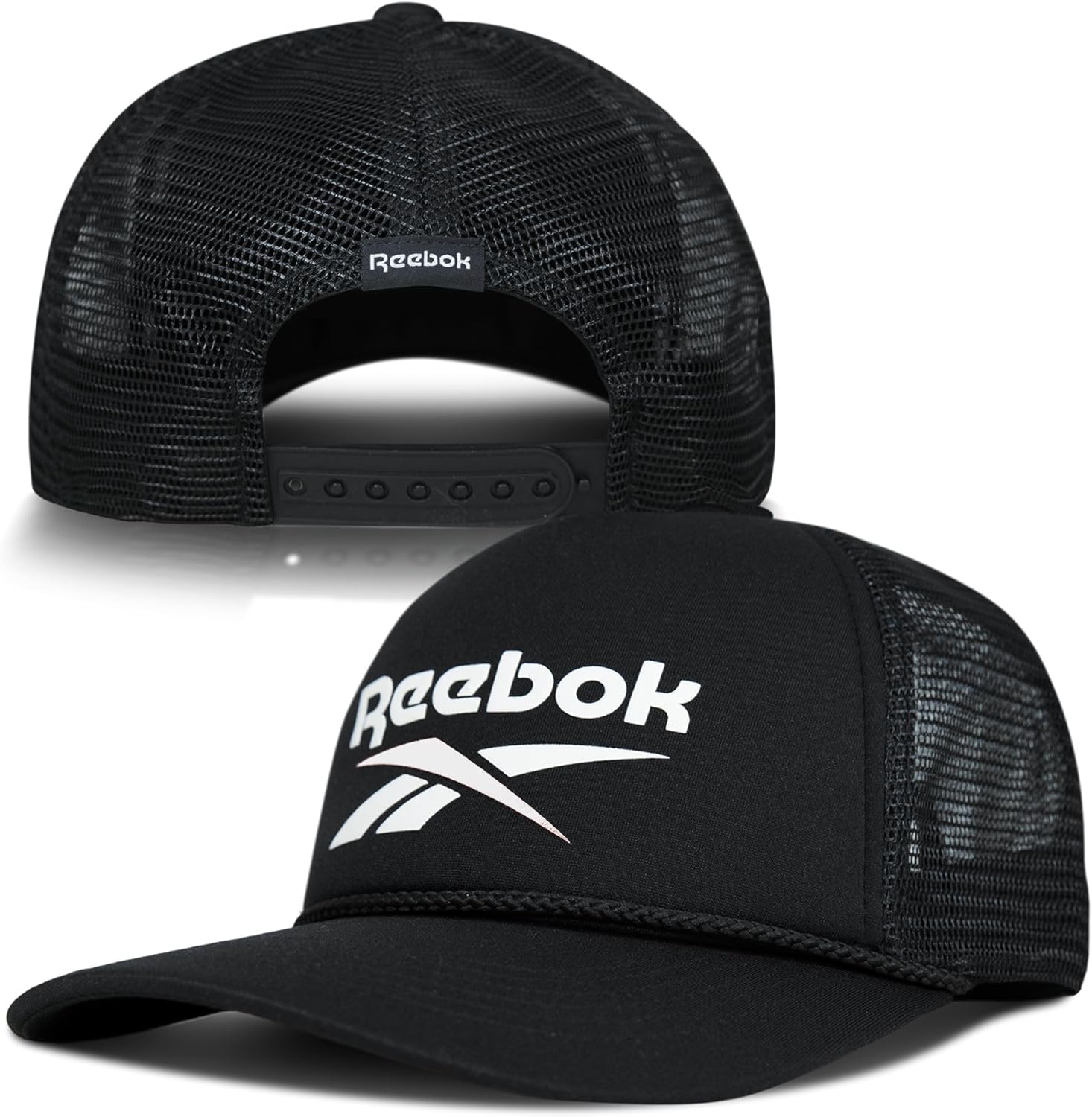 Reebok Aero Trucker Hat | Snapback | Adjustable | Mesh Back | Retro | Baseball | Streetwear | Urban | Lifestyle - White - Image 6