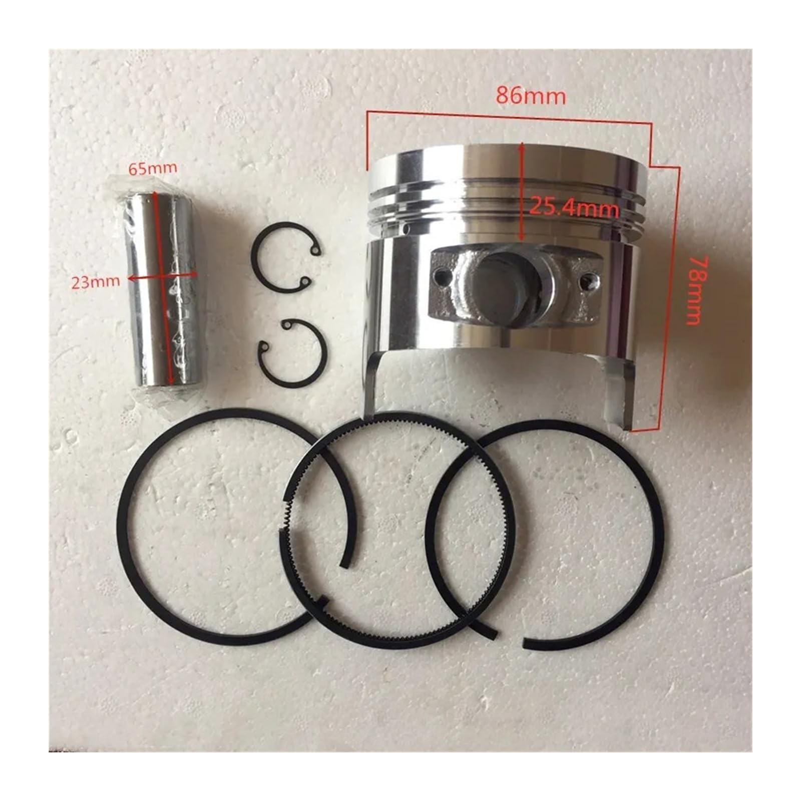 Kit pistone e fasce elastiche (incl. pistone, fascia elastica, spinotto, anello elastico) for motore diesel raffreddato ad aria 186FA 186 186F L100 9HP, generatore 5~5KW