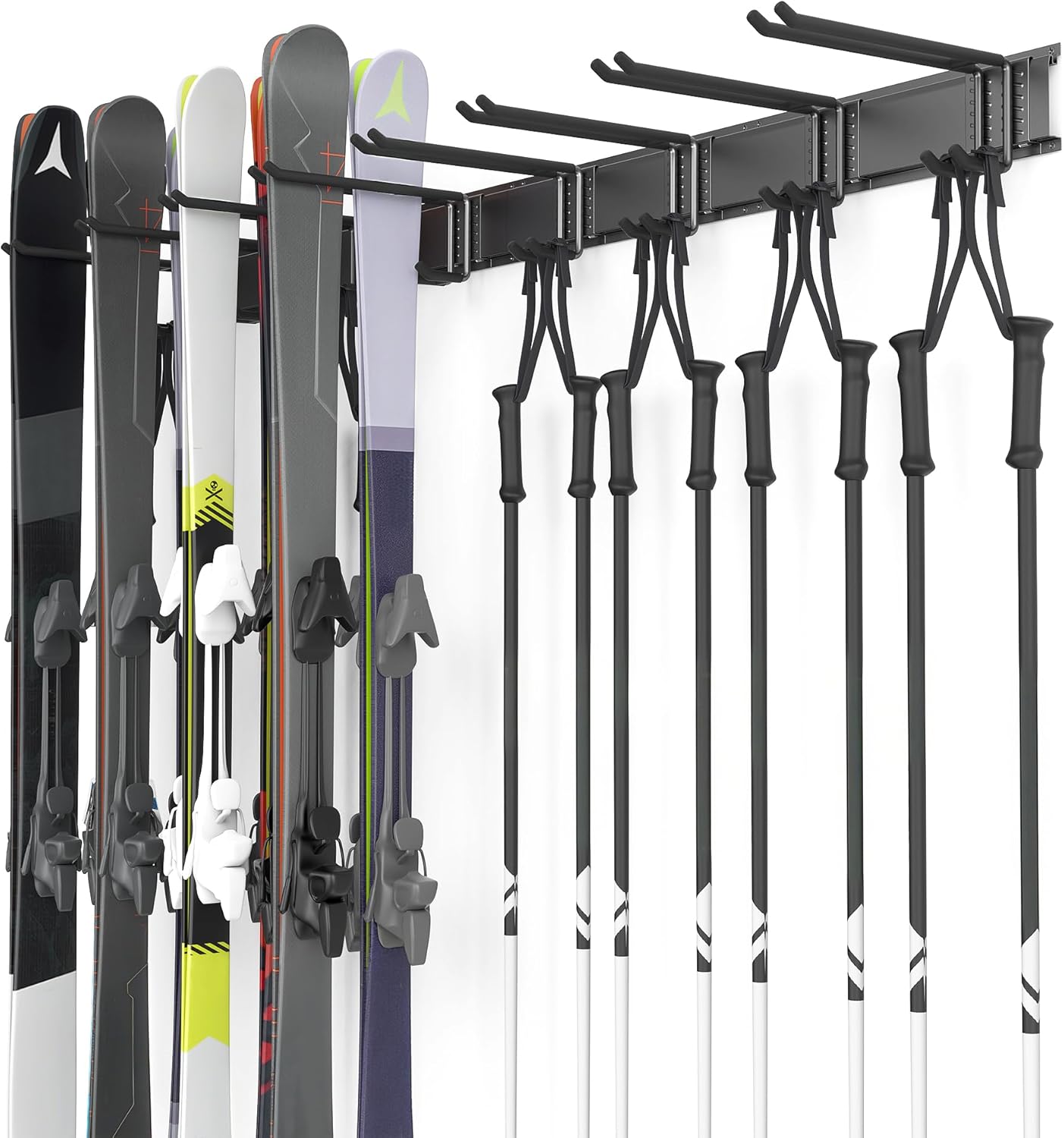 Ultrawall Ski Rack, Wall Mounted Ski Storage for Garage Storage Organizer System, 16 Pairs of Skis Holder for Home Shed, Holds Up to 600lbs