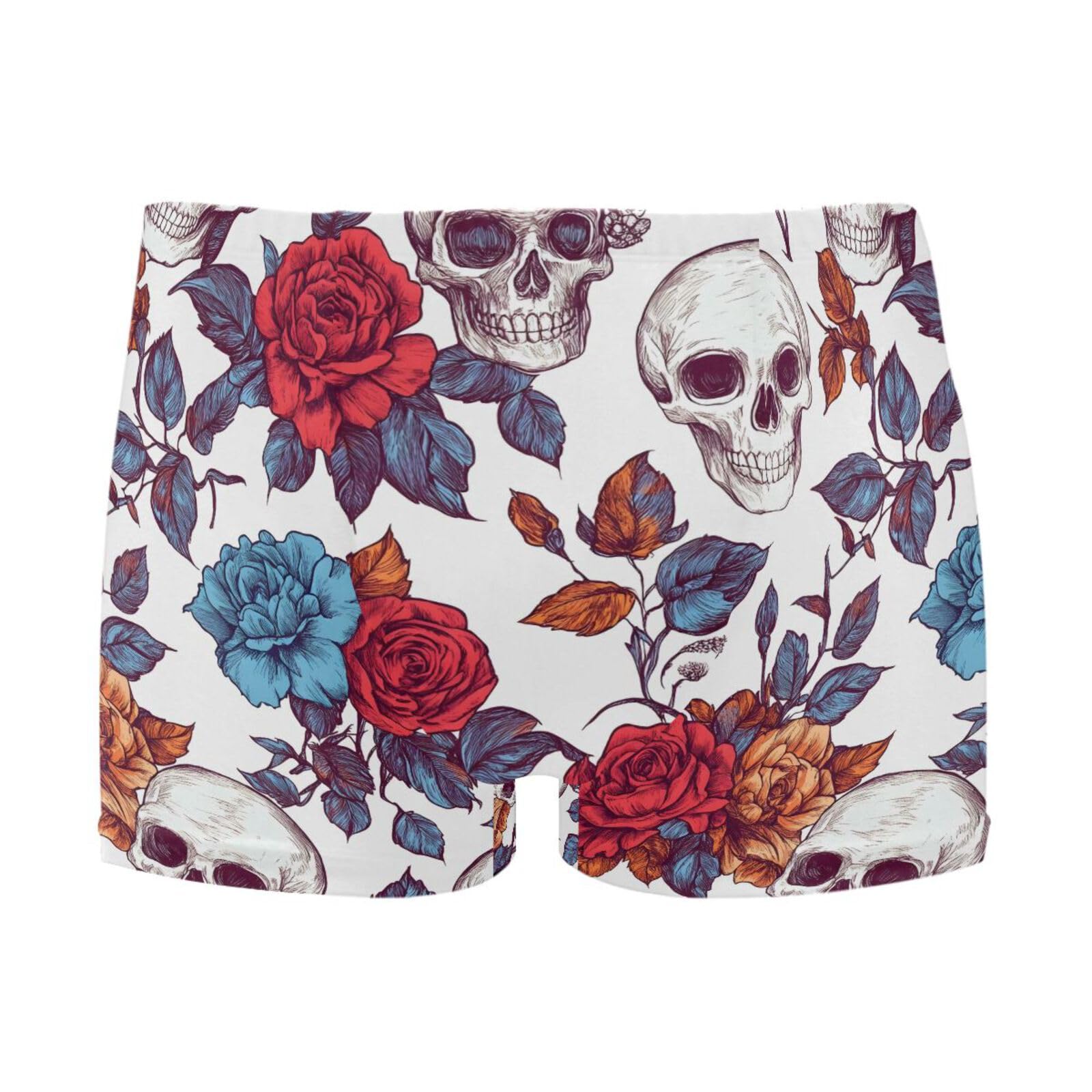 Mens Swimwear Gothic Skull Red Blue Rose Short Swim Trunks Square Lg Swimsuit Bathing Suits for Men L 202b8492
