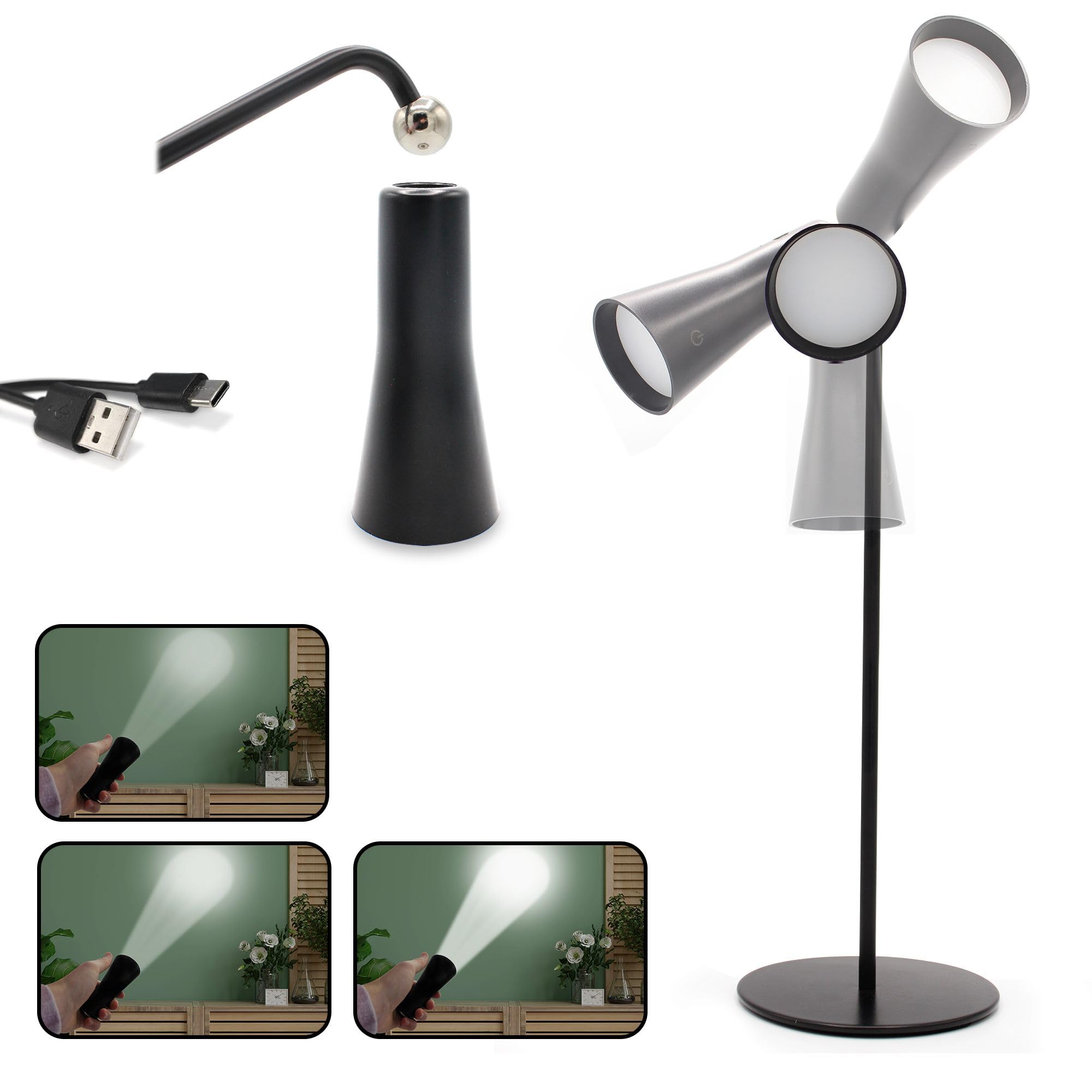 Lampada da scrivania a LED ricaricabile USB, rotazione a 360°, 3 livelli di luminosità, illuminazione protettiva per gli occhi per lo studio | Leroy Merlin