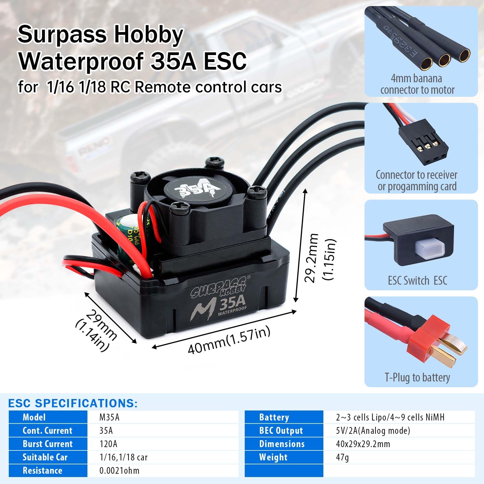 Amazon.co.jp: SurpassHobby RCブラシレスモーター ESCコンボ 防水