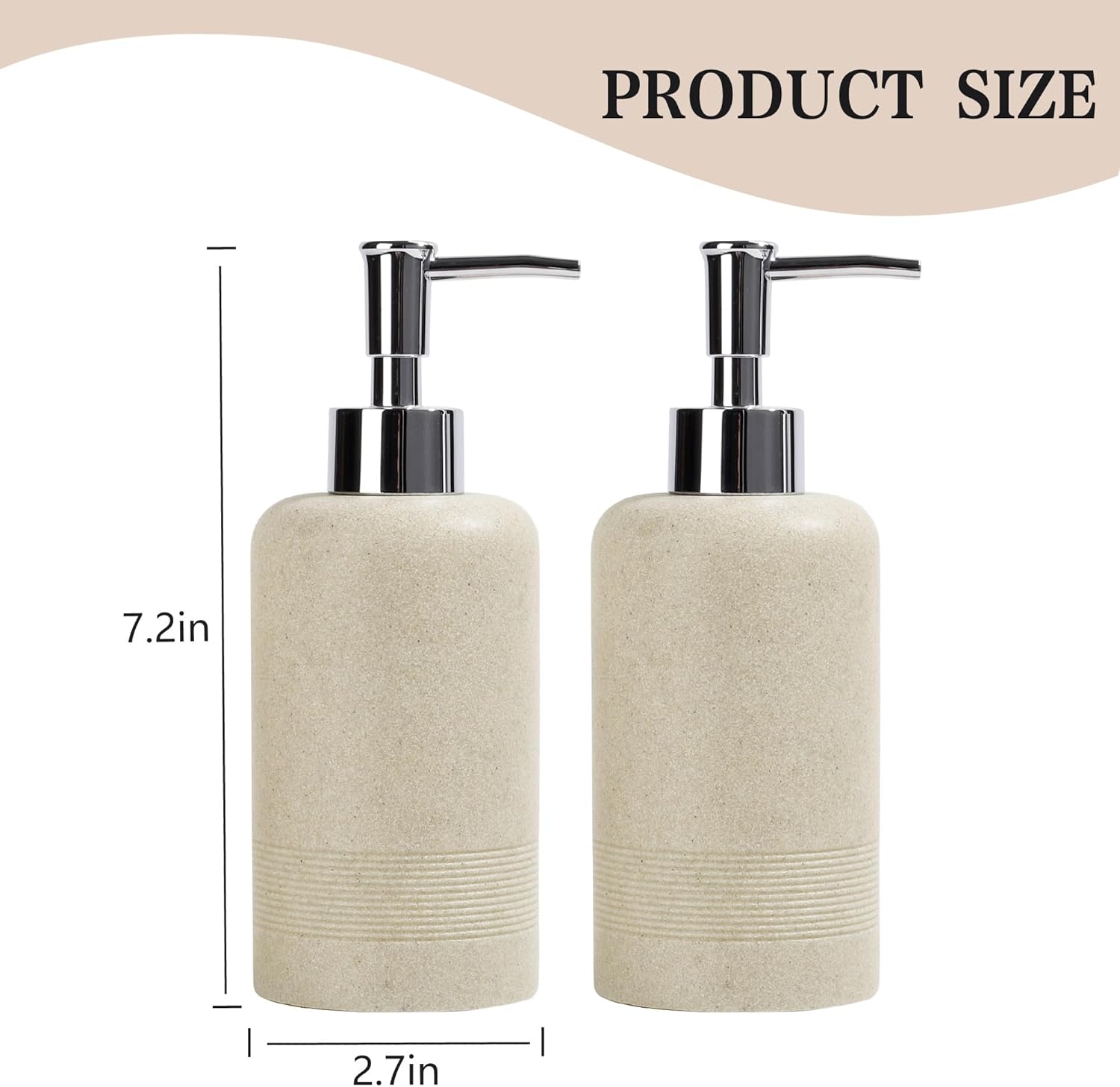 2pcs/Set Hand Soap Dispenser Sets - 10.8oz Refillable Resin Liquid Soap Dispensers with Rust-Proof Pump for Bathroom Countertop or Kitchen, Beige - Image 9