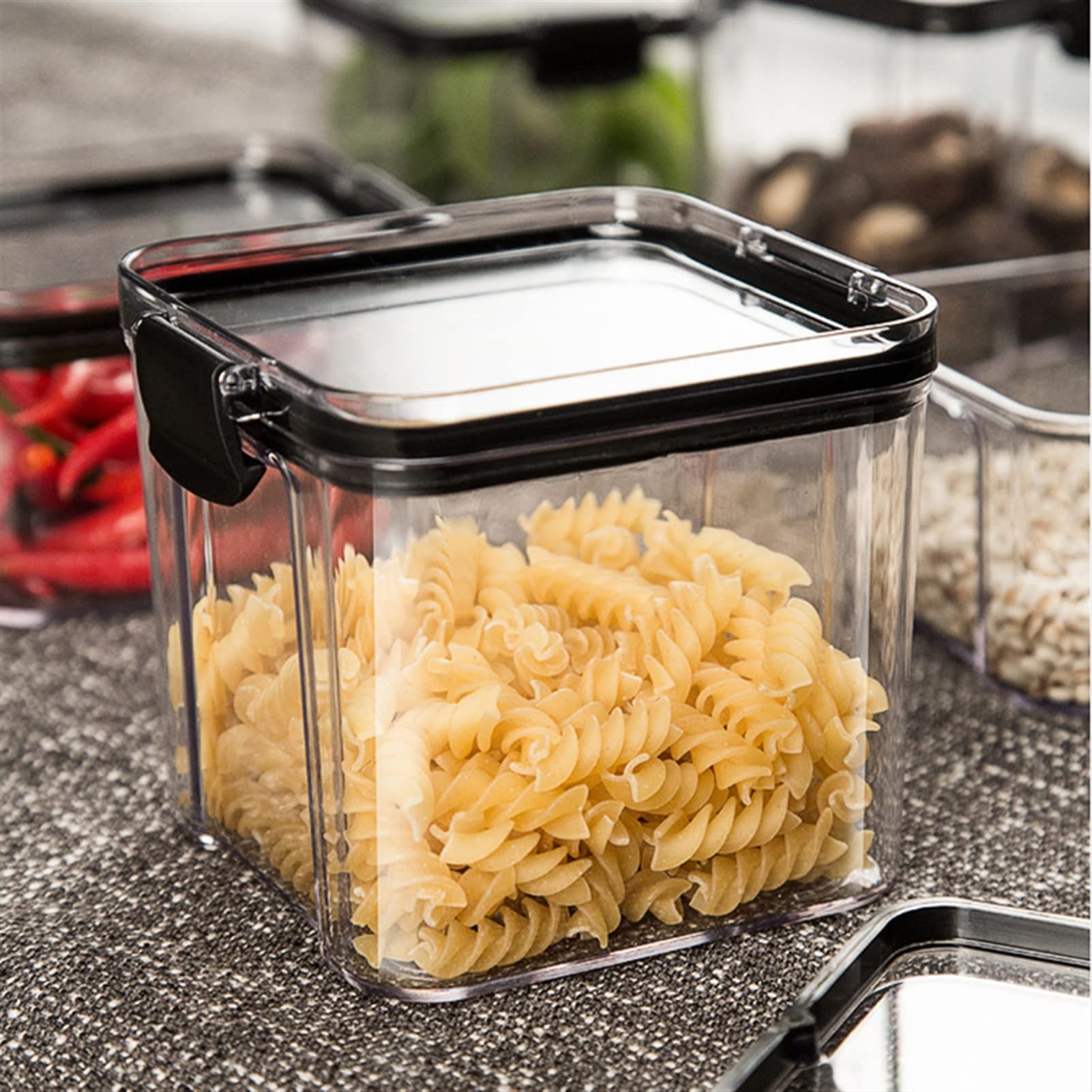 Set di contenitori Trasparente Plastica Storage Jar Kitchen Frigorifero Frigorifero contenitore alimentare interamente cereali da noce spice serbatoio di stoccaggio contenitori da cucina set Dispense
