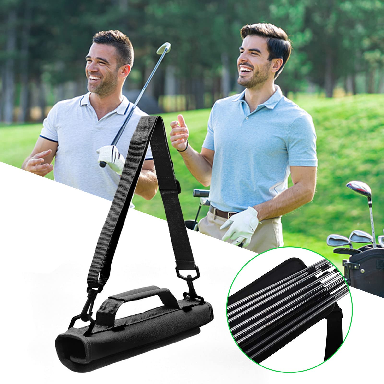 transporte portátil para palos golf, bolsa ligera nailon con correa hombro ajustable para mujeres y hombres, funda viaje para entrenamiento golf, campo conducción, puecontener 3-6 bolsas s
