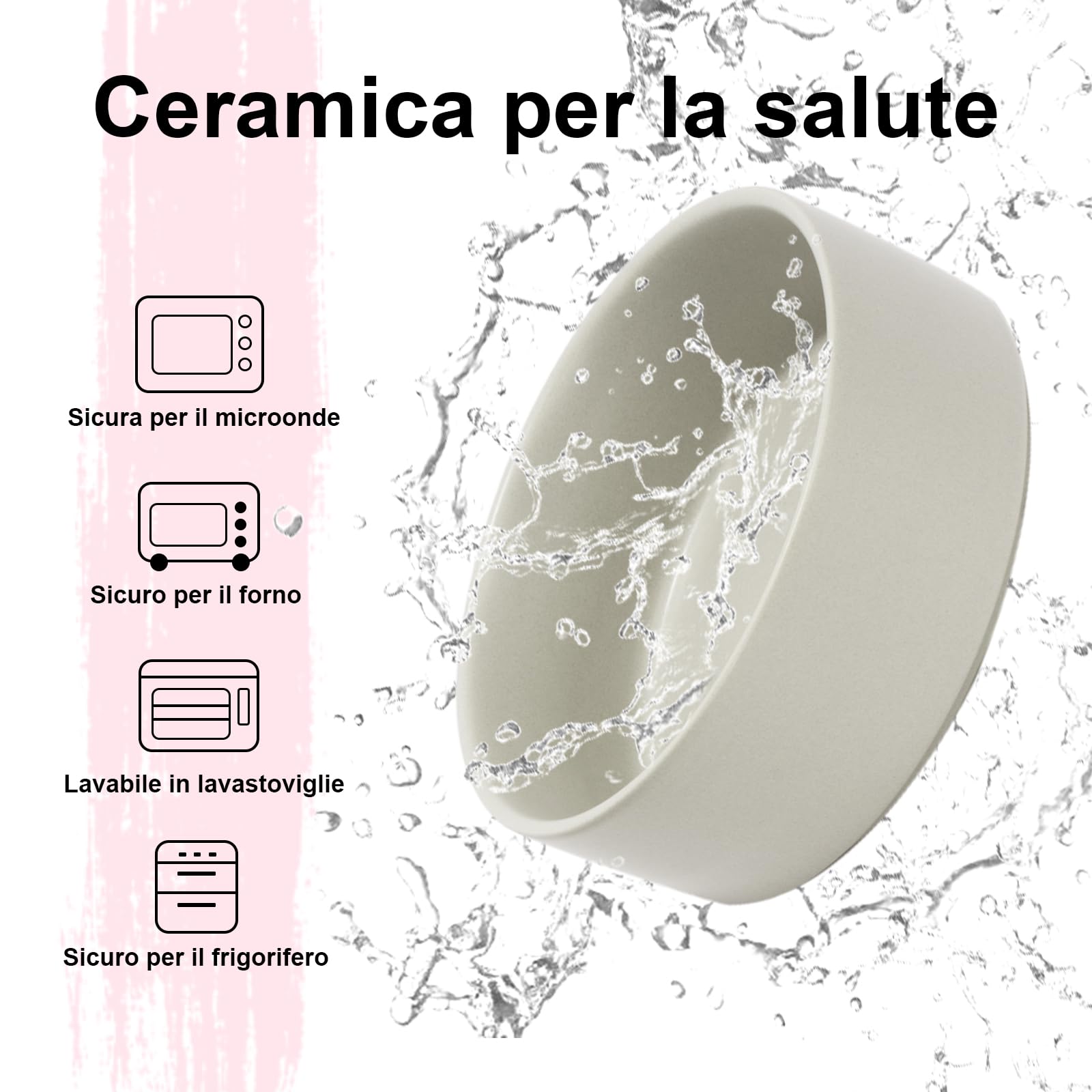 SPUNKYJUNKY Set di ciotole per cani rialzate in ceramica con supporto in bambù per cani e gatti (850 ml, grigio)