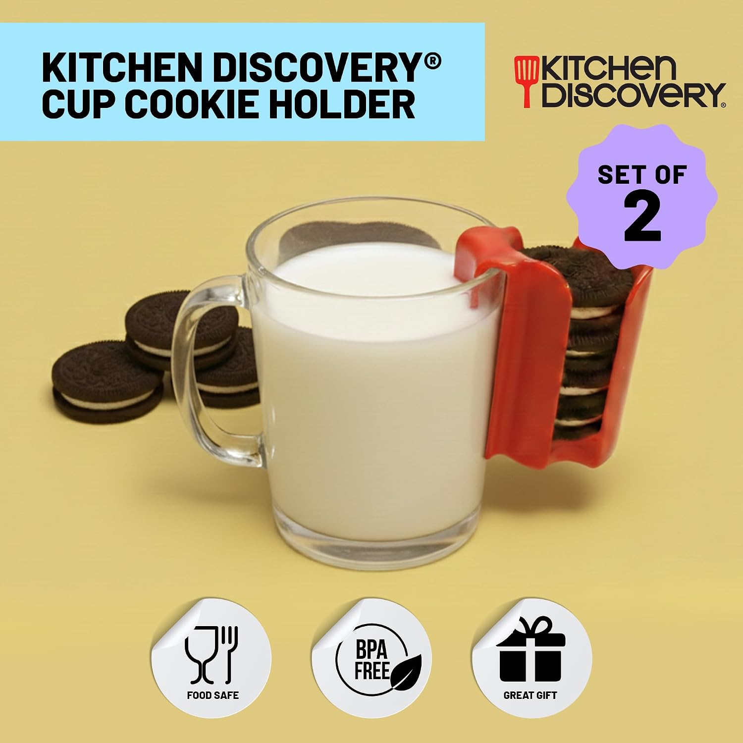Kitchen Discovery Cookie Holder for Mugs & Glasses - Plastic 2-Pack