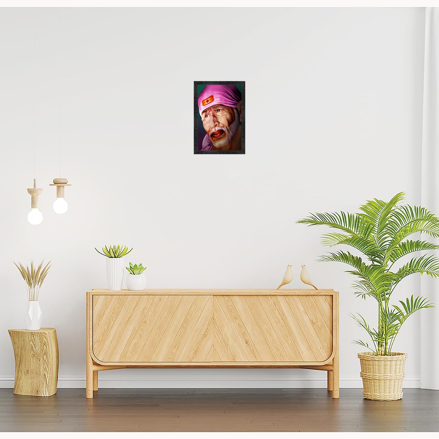 Dharvika Innovations ® saibaba photo frame big size/sai baba photo frame/saibaba paintings for wall/saibaba portrait - (Without Glass) (14×20 Inch) (Design 16, Black Frame) - Image 3 thumbnail