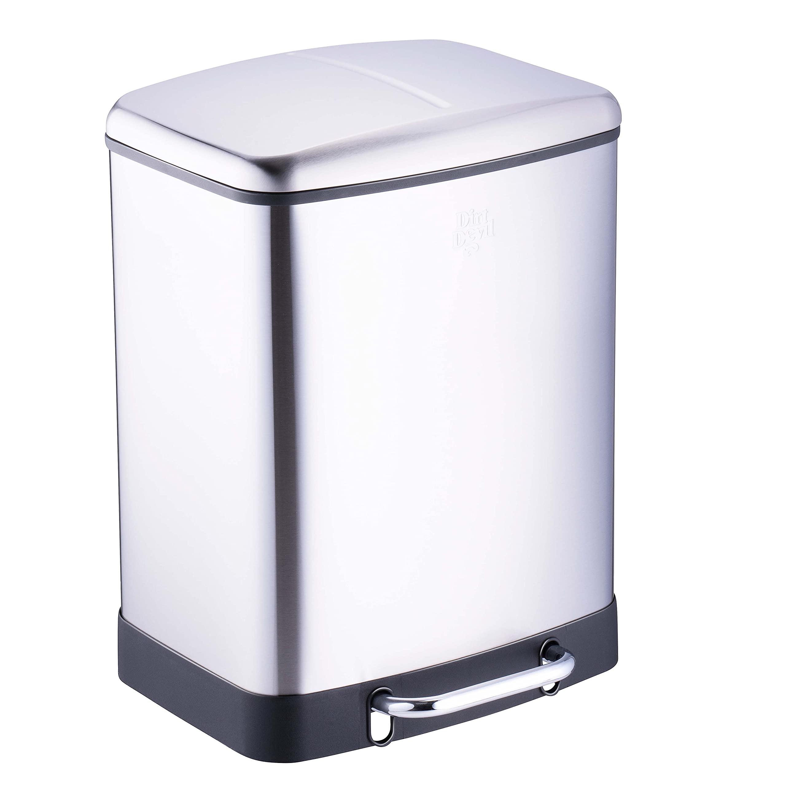Dirt Devil Tretmülleimer 2 x 12L – Mülleimer 2 Fächer – Mülltrennsystem - Abfalleimer mit Soft Close – Herausnehmbarer Inneneimer – Edelstahl