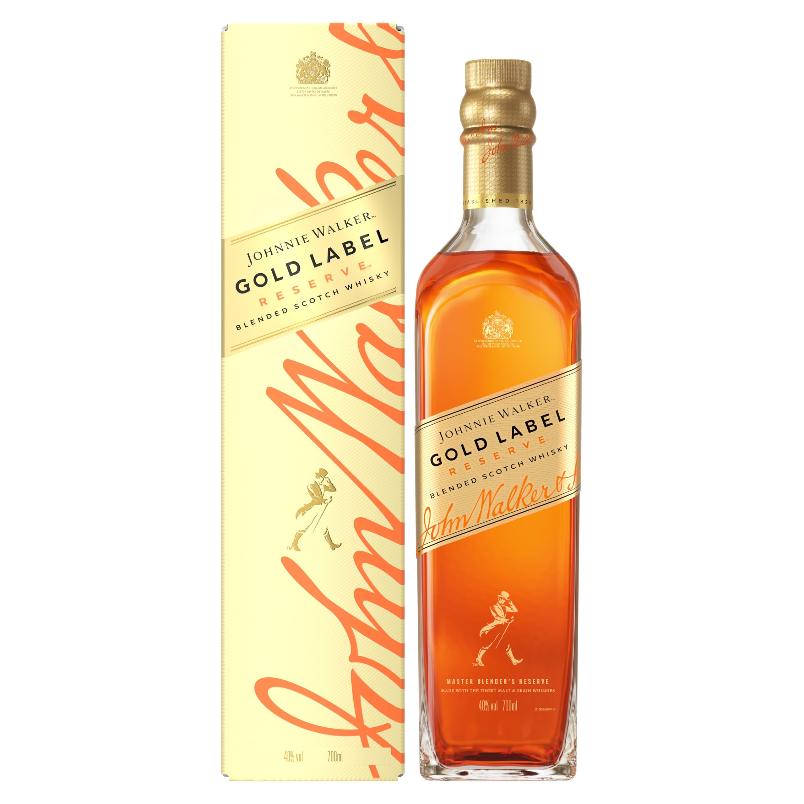 Johnnie Walker Gold Label Blended Scotch Whisky, Geschenkidee zu Weihnachten, Schottischer Genuß, aus den vier Ecken Schottlands direkt ins Glas, 40% vol, 700ml Einzelflasche