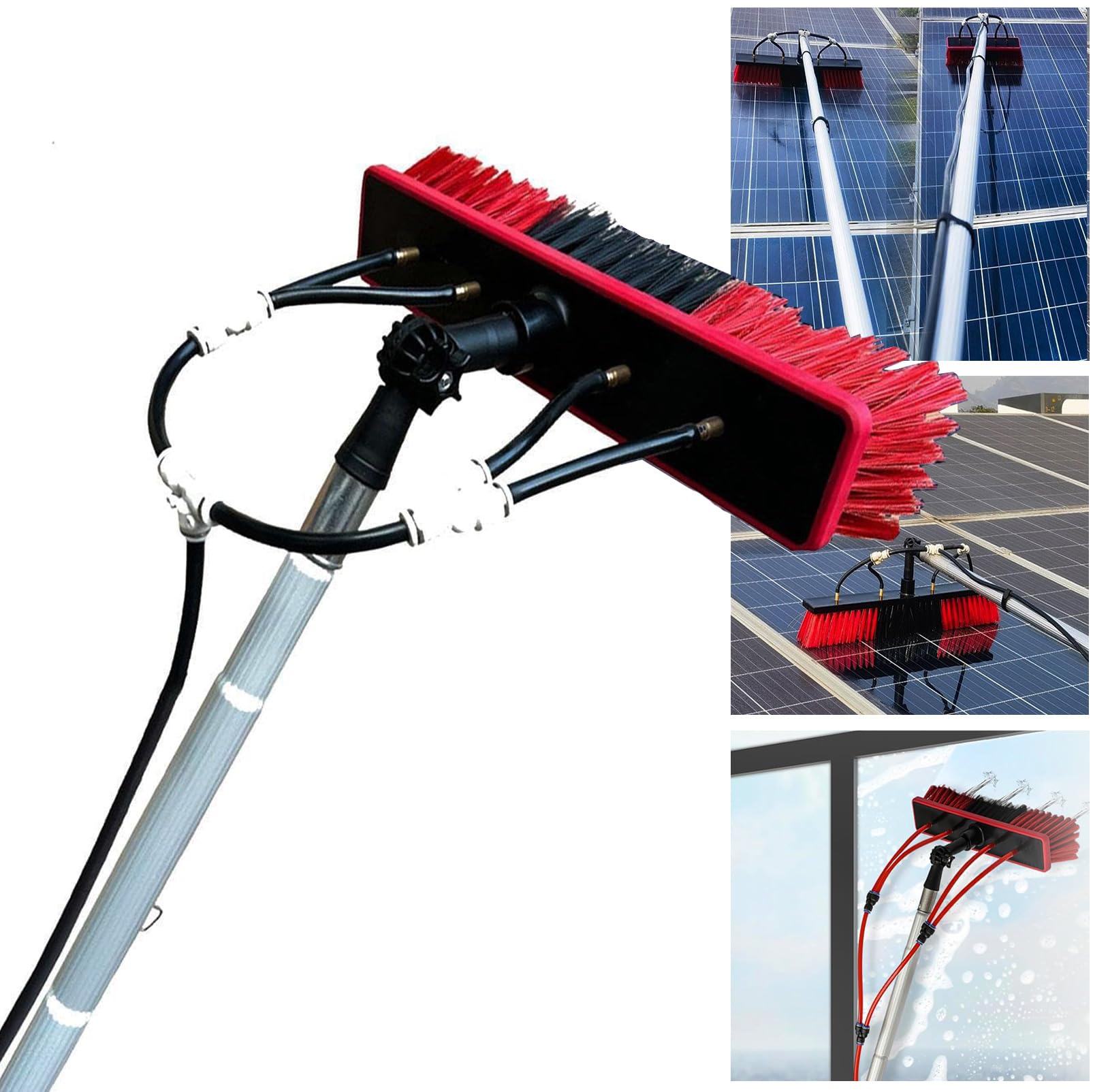 ZBBGTJK Water Fed Window Cleaning Poles Adjustable Length Brush for Photovoltaic Panel & Conservatory Roof Cleaning Ideal for Hard to Reach Glass Curtain Walls