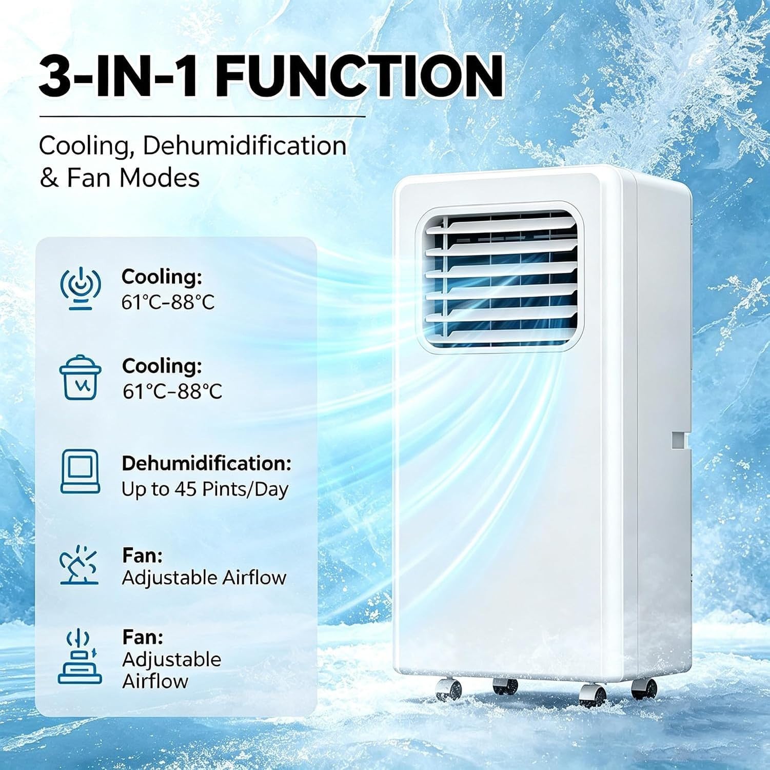 Aire Acondicionado Portátil 12000 BTU sin Instalación, Enfriador de Aire Autónomo con Pantalla LED, Mando a Distancia, 3 Velocidades y Temporizador 24H, Blanco, 12000btu, 12000btu