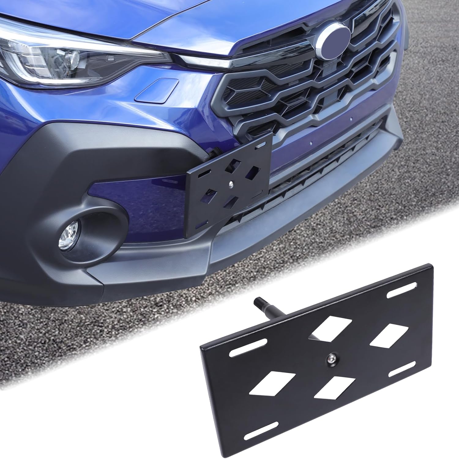 Car Front Bumper Tow Hook License Plate Mount Bracket Compatible with Subaru Crosstrek 2024+ Front License Plate Frame Tag Holder Mounting Mount Bolt Adapter Replace Accessories(Not Fit Wilderness)