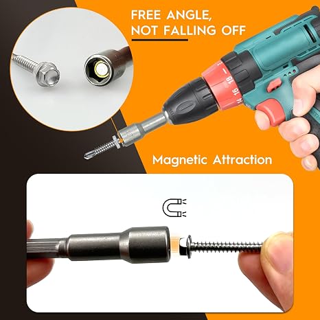 147pcs M4.2 M4.8 Stainless Steel Self Tapping Hex Head Screws Full Thread Metal Roofing Drill Bolts Hexagonal Dovetail Self Drilling Tail Screws with Nut Setter, Washers