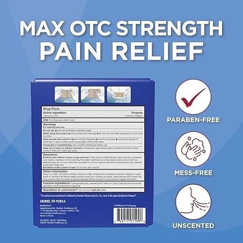 Miniatura 2 de HealthWise Parche flexible para el dolor de lidocaína  4% de lidocaína de venta libre  14 unidades  Fórmula sin parabenos  Alivia temporalmente