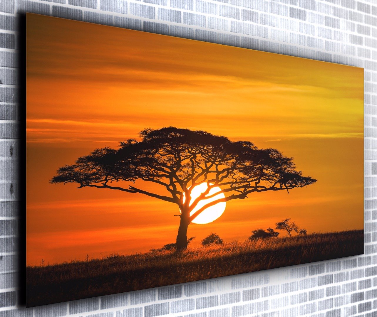 Buy African Sunset Panoramic Canvas Wall Art Print Framed XXL 55 inch x