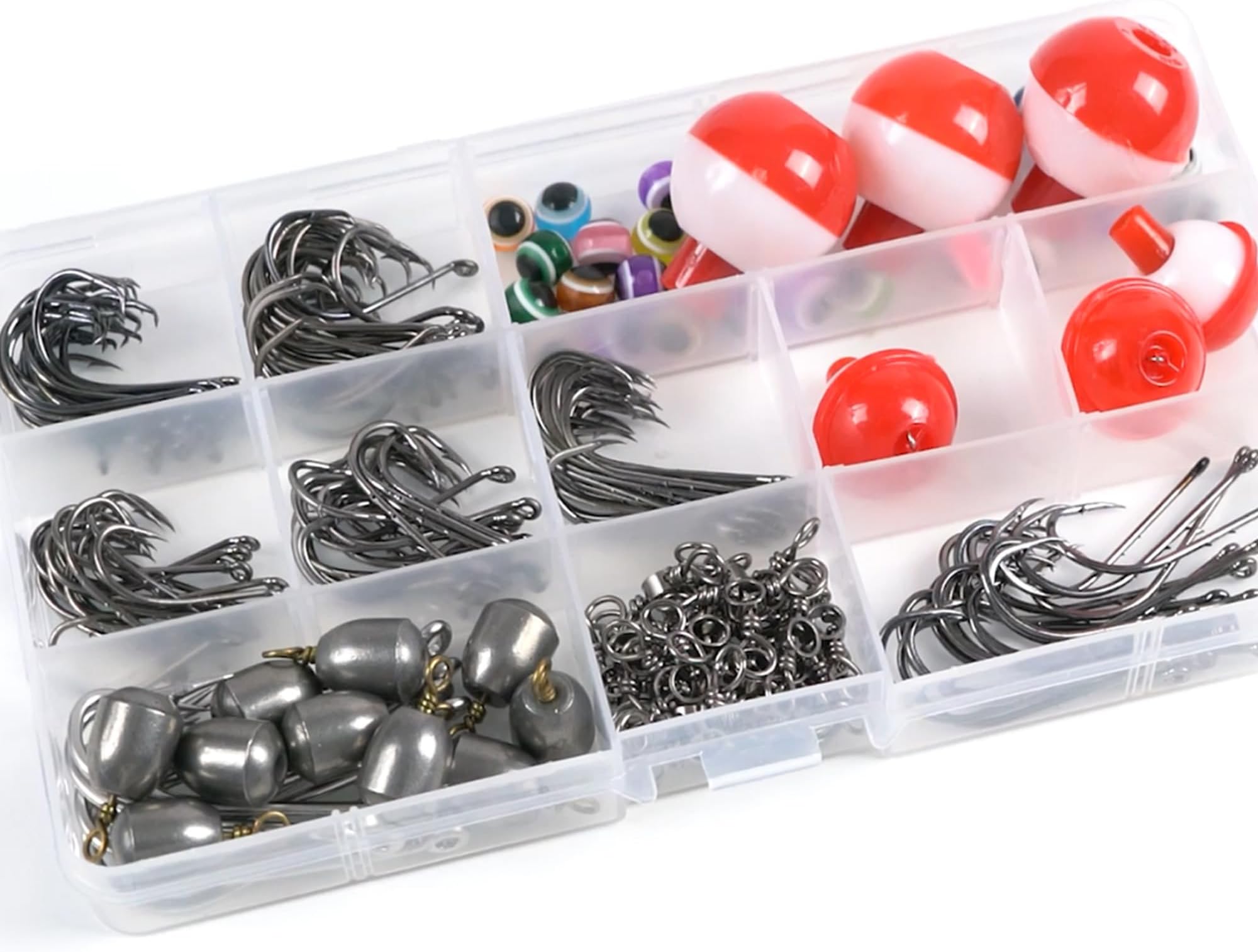 Fishing Tackle Kit, 196pcs Basic Fishing Gear Box Included Hooks Weights Bobbers Swivel Snaps Starter Beginner Trout Bass Catfish Panfish