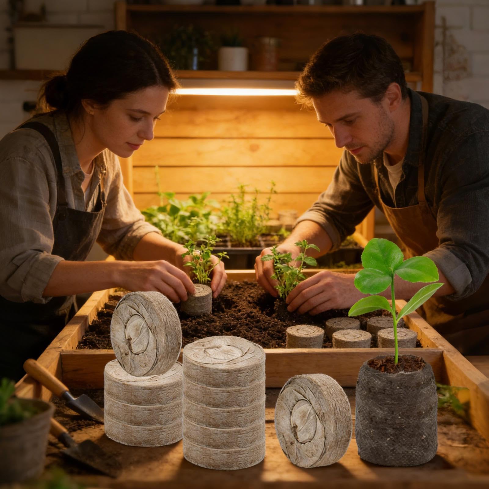 Ziemia do Roślin Doniczkowych,100 sztuk mieszanki nawozów - Organiczna 30 mm torfowa ziemia doniczkowa | dla Warzyw Kwiatów Drzew Kaktusów Storczyków Bonsai Cytrusów Monstery