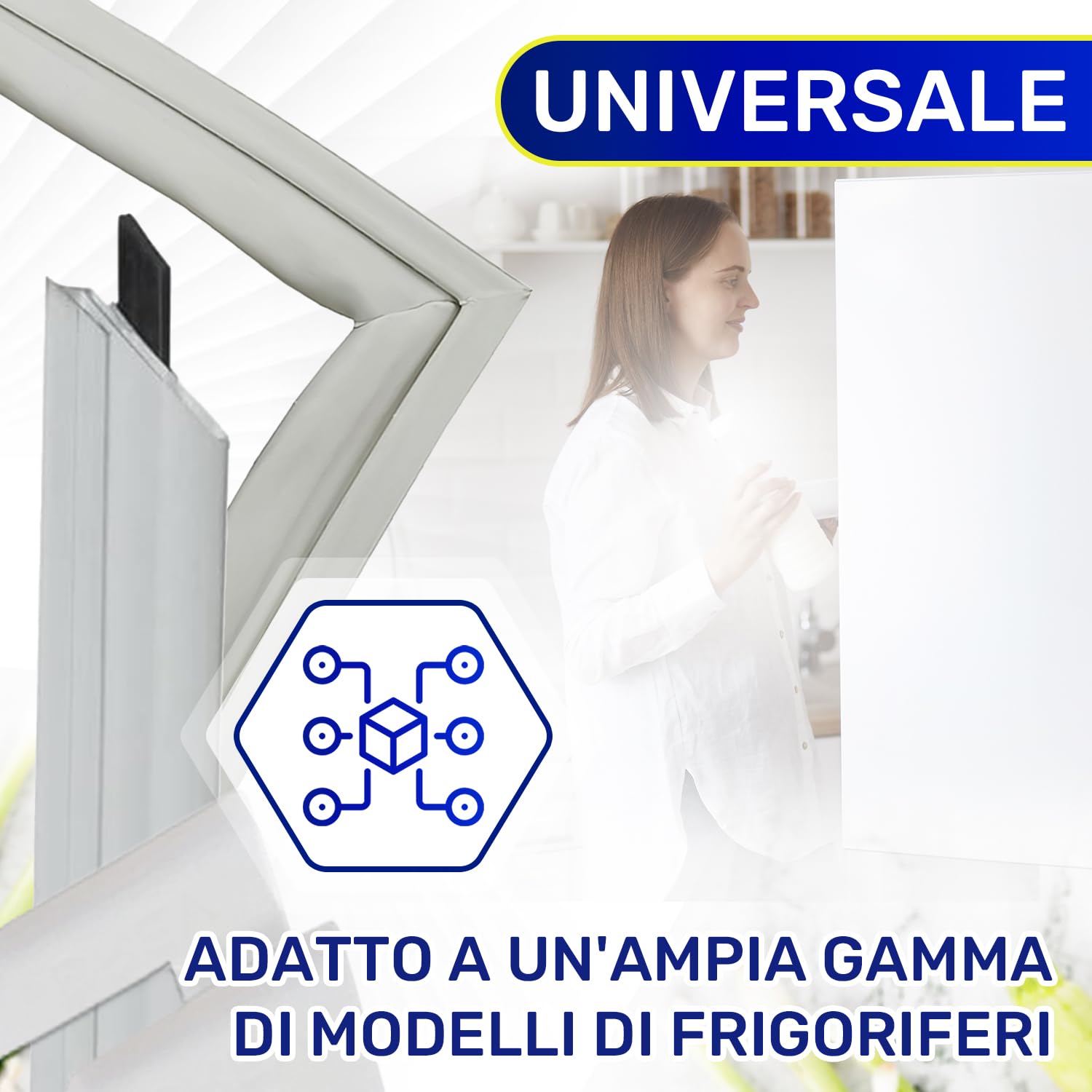 Guarnizione Frigorifero Universale 2000 x 1000 mm con 2 Angoli di Giunzione Inclusi - Guarnizione Frigo Universale con Inserto Magnetico - MONTERAL