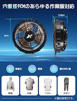 新品‼️空調作業服 ファンバッテリーセット強力送風 ファン40V超高出力6段階 Amazon.co.jp: 空調作業服 ファンバッテリーセット【34V業界超強