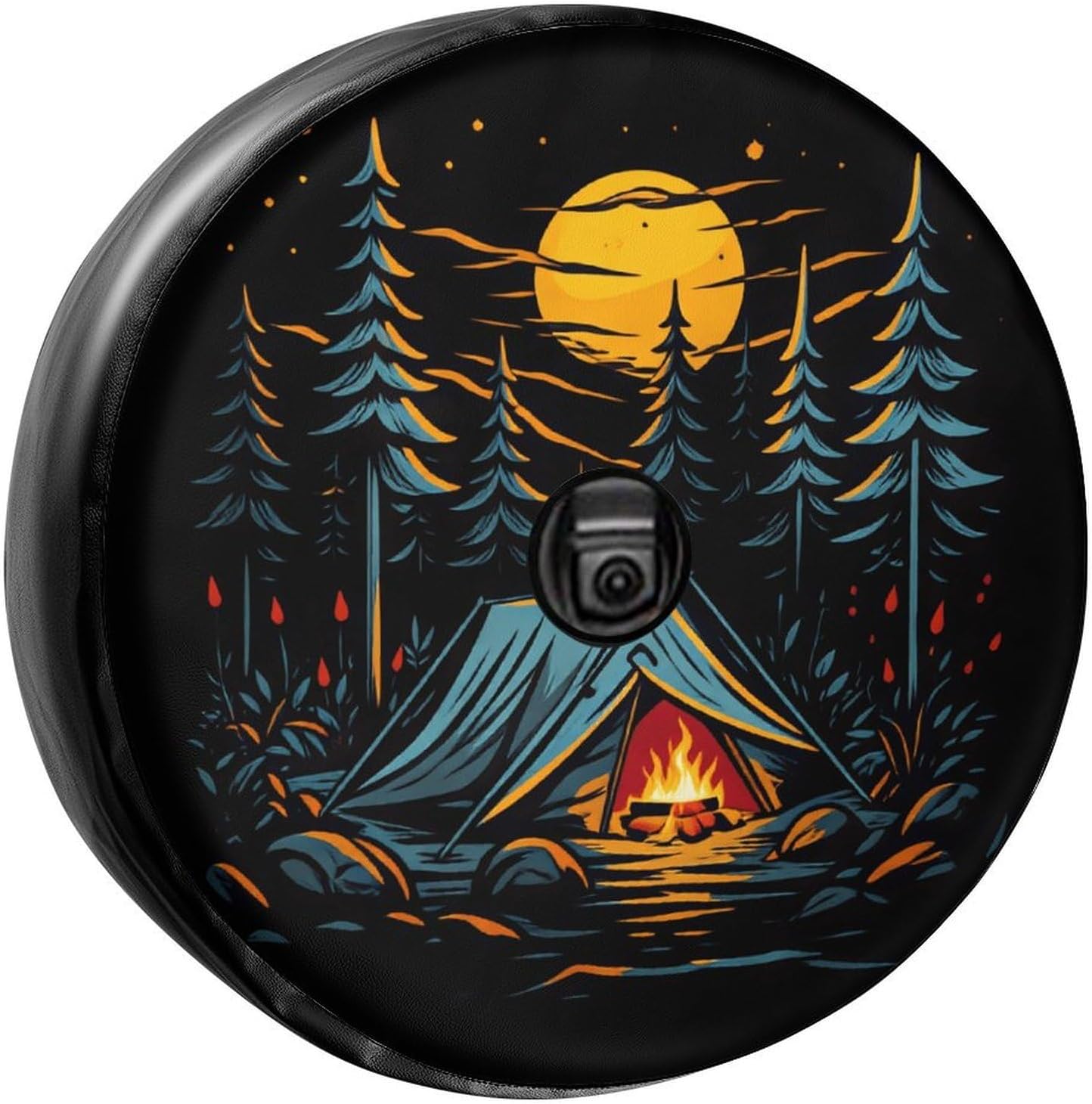 Delerain Camping Hiking Leather Spare Tire Cover with Backup Camera Hole, Thickening Leather Wheel Covers for Wrangler JL 17 Inch