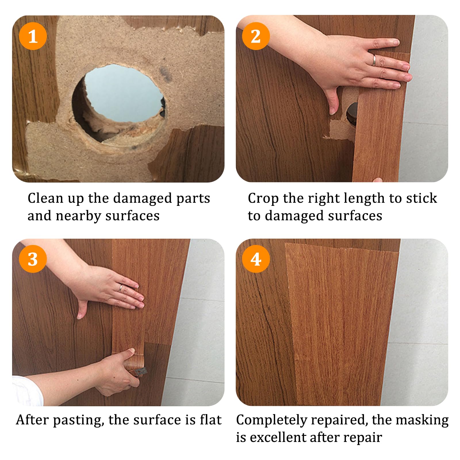 5M Woodgrain Patterned Duct Tape Wood Grain Tape Wood Effect Floor Repair Tape for Furniture Door Craft Covering Furniture Door Scratches - Image 4