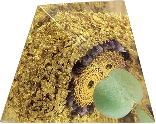 Miniatura 2 de Rockcloud The Crown Chakra Orgón Pirámide Verde Aventurina Bola de Cristal Reiki Equilibrio Generador de Energía para Mediación Yoga Casa Oficina