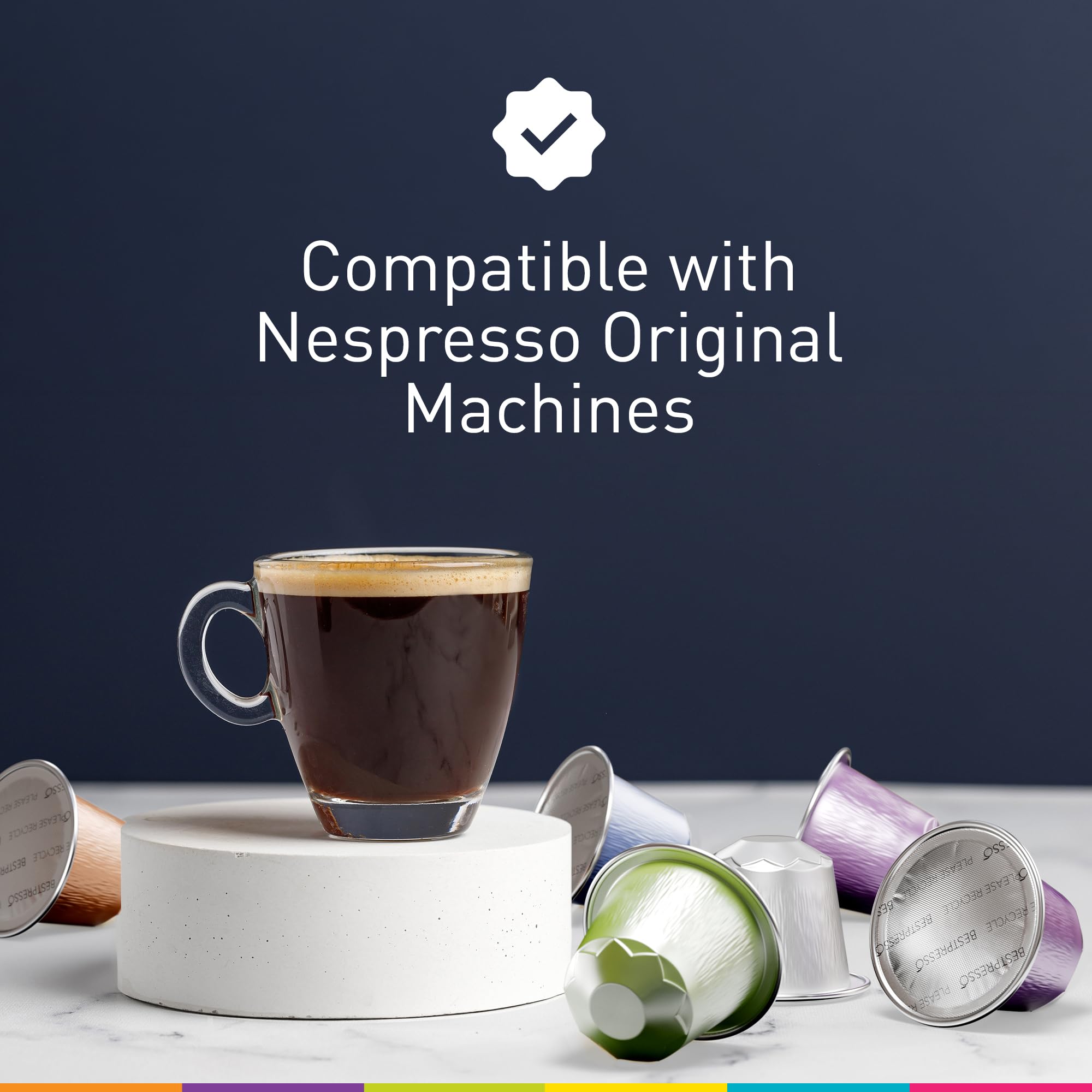 Bestpresso Café para máquina original Nespresso, 120 cápsulas certificadas, mezcla de arábica expreso auténtico (intensidad ligera), cápsulas compatibles con Nespresso Original