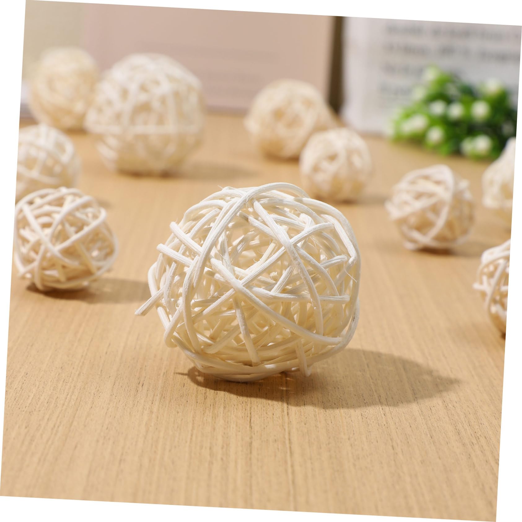 Ifundom 15 Palline Decorative In Rattan, Diametri 3-4-5 Cm, Naturali, Per Centrotavola, Vasi E Addobbi Natalizi