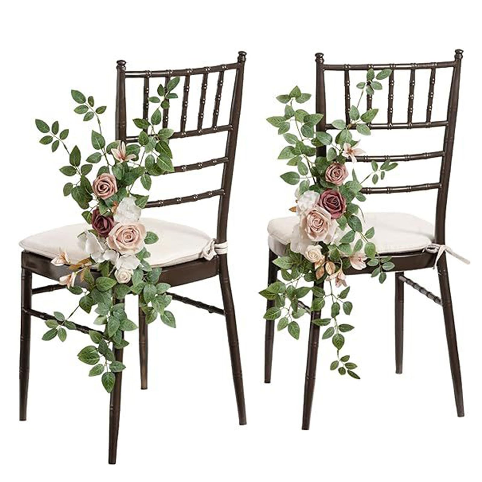 Somsiwey Wedding Aisle Decorations Chair Flowers Decor Floral Artificial Flowers Hanging Chair Back Rose for Ceremony Reception Arrangement(Red,2Pcs)