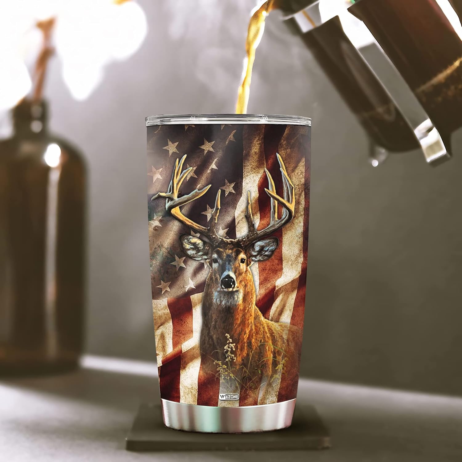 WAZONE Deer Hunting Tumbler Cup With Lid To My Dad Hunting Partners For Life Travel Mug Stainless Steel Vacuum Insulated 20oz Gifts For Deer Hunters Father Dads From Son Daughter - Image 4