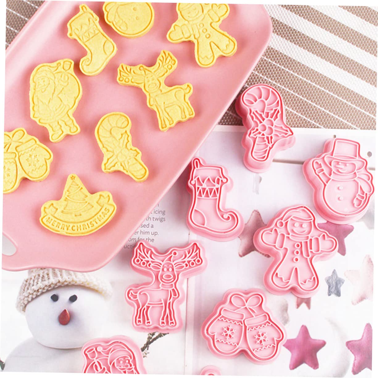 PRETYZOOM 4 Sätze Keksform Lebkuchen Keksschneider Gold Bausatz Baum Christmas-decorations Christmas Decoations Keksausstecher Aus Kunststoff Backzubehör Für Weihnachten Pp Rosa 8 Stück * 4