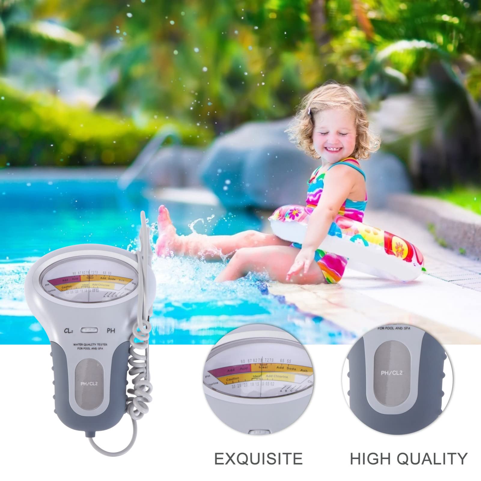 Poolwasserqualitätsprüfer Ph und Cl2-tester aus Kunststoff Weiß