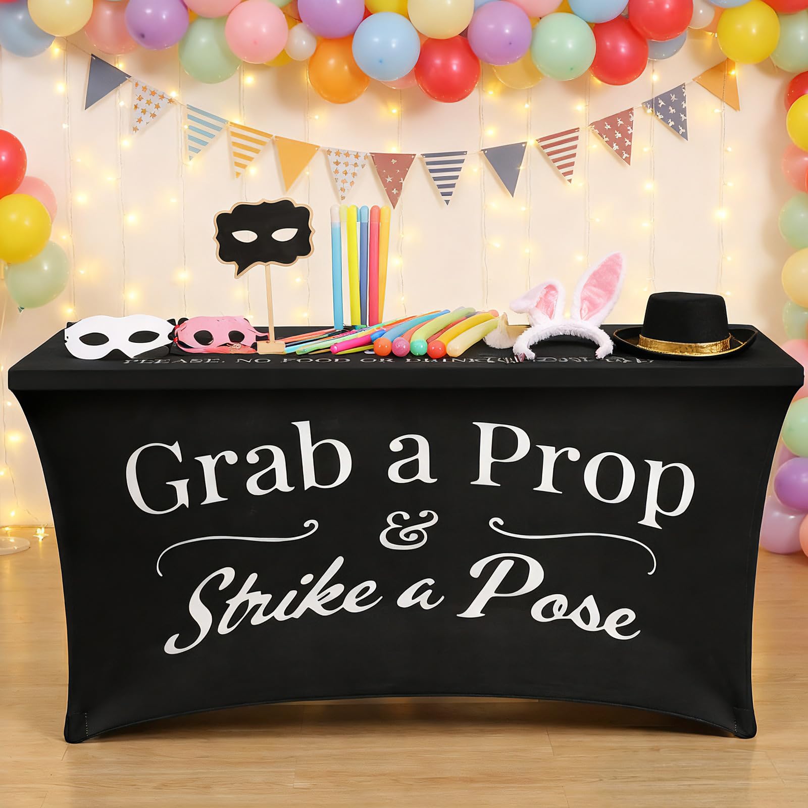 Photo 1 of Gilprop Photo Booth Table Cloth Photo Booth Props Accessories Rectangle Tight Table Background for Indoor Outdoor Party Photography Decoration Graduation Wedding Birthday Bachelorette(Classic,4ft)