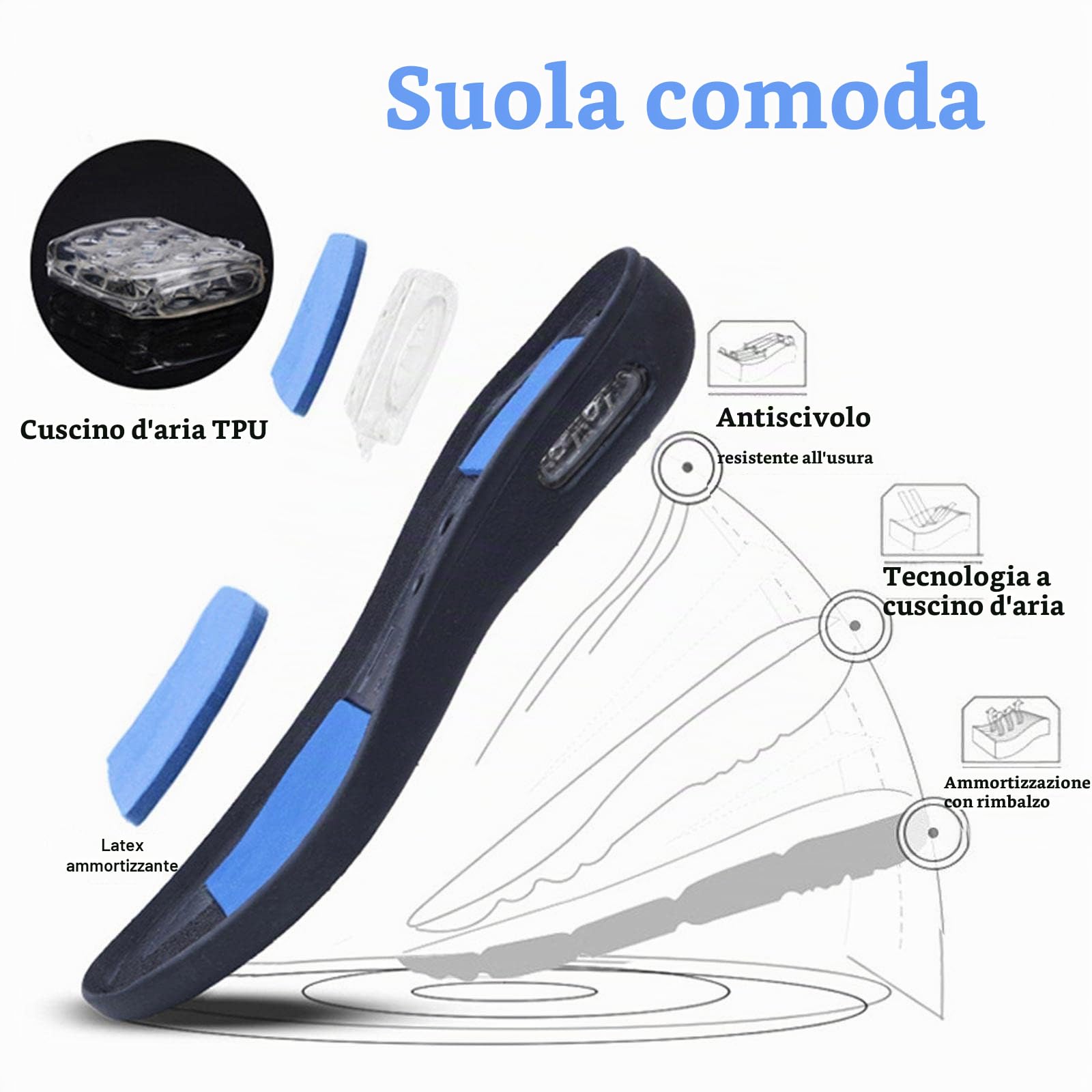 Scarpe per Diabetici da Uomo Vestibilità Extra Larga in Pelle Casual per Passeggio, Pianta Larga per Piedi Gonfi, Artrite, Edema - Nero EU44/270mm