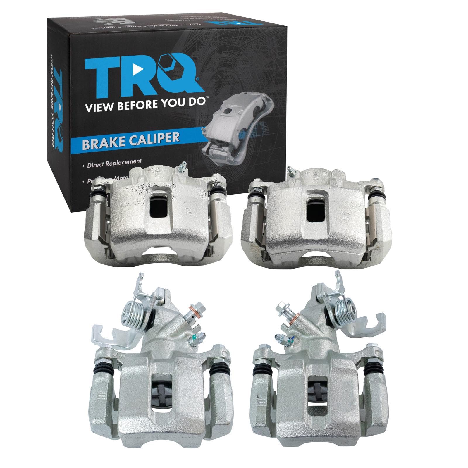 TRQ Front and Rear Brake Caliper Set Zinc Coated Brackets Compatible with 2004-2008 Acura TSX 2003-2007 Honda Accord