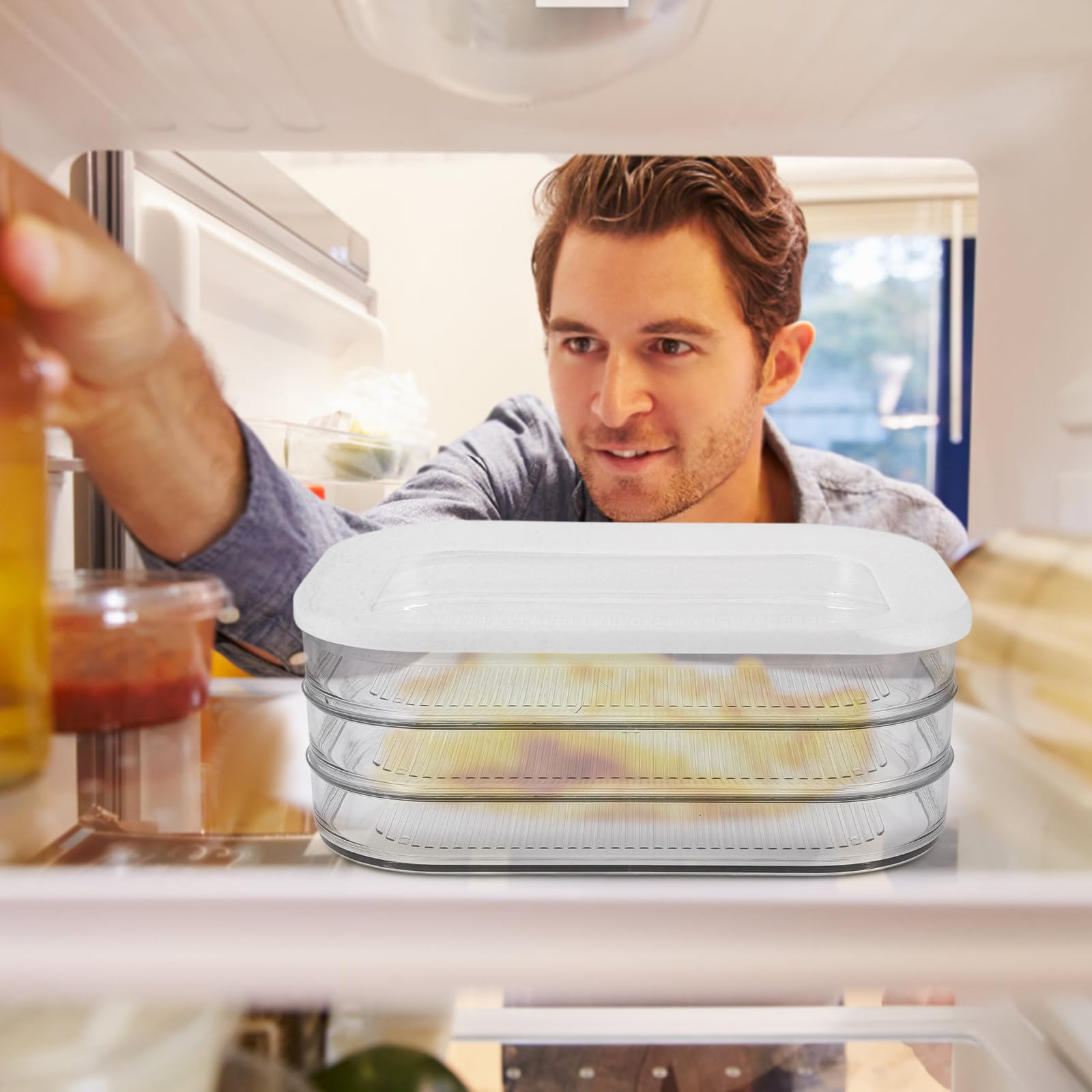 Contenedor para Almacenar Alimentos Tapa Transparente, Hermético Acrílico, Adecuado para Conservación de Tocino y Fiambres en Refrigerador